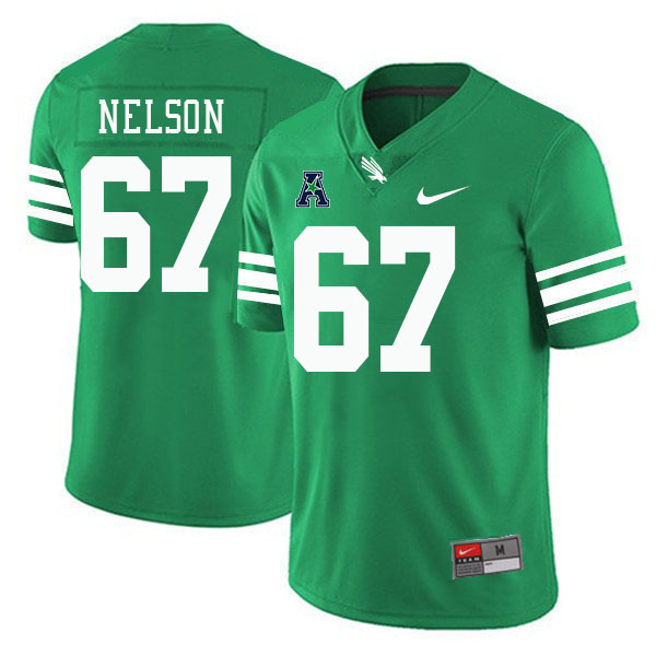 #67 Braydon Nelson North Texas Mean Green College Football Jerseys Stitched-Green